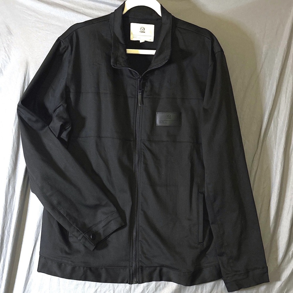 Mazda Full Zip Jacket XL Black Minimalist Techwear Mock Neck Patch Workwear